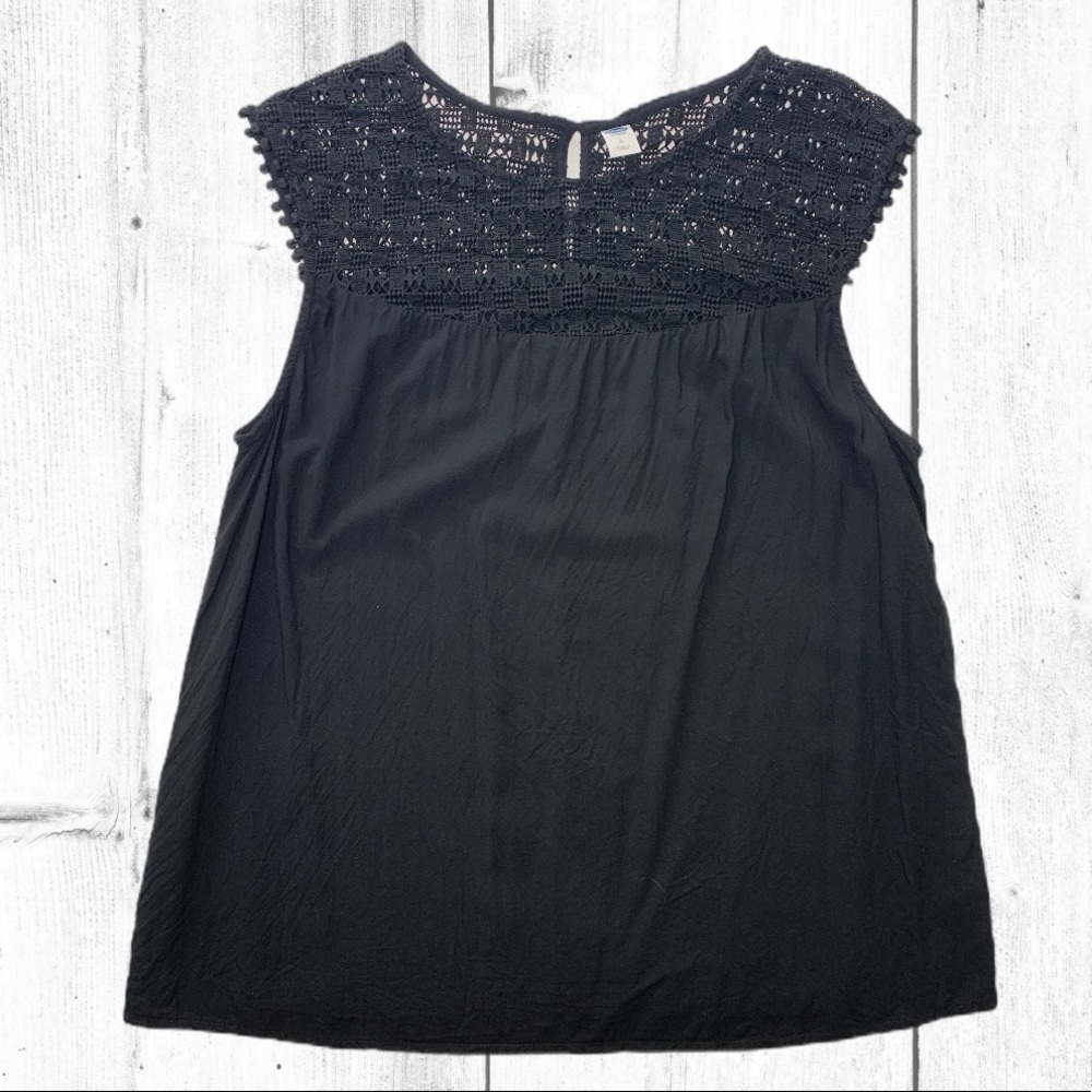 Old Navy | Black Flowy Knitted Cutout Shoulder Top